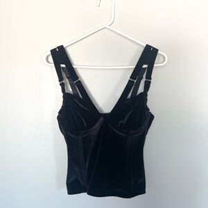 🔺SOLD🔻La Senza Black Velvet Underwire Strappy Corset Top